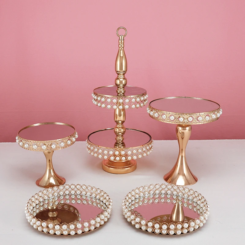 4 -13pcs  Gold peral  cake stand sets cupcake sweet table candy bar table decorating with peral ray