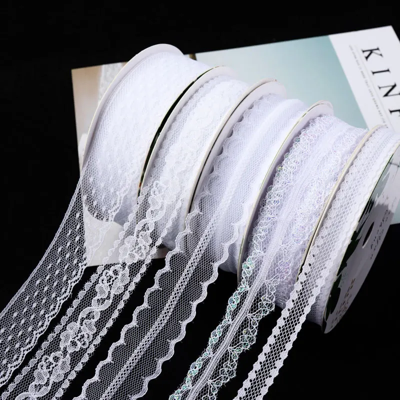 Multi size White Lace Ribbon Tape 20 yards Trim Fabric DIY Embroidered For gift packing Sewing Decoration african lace fabric