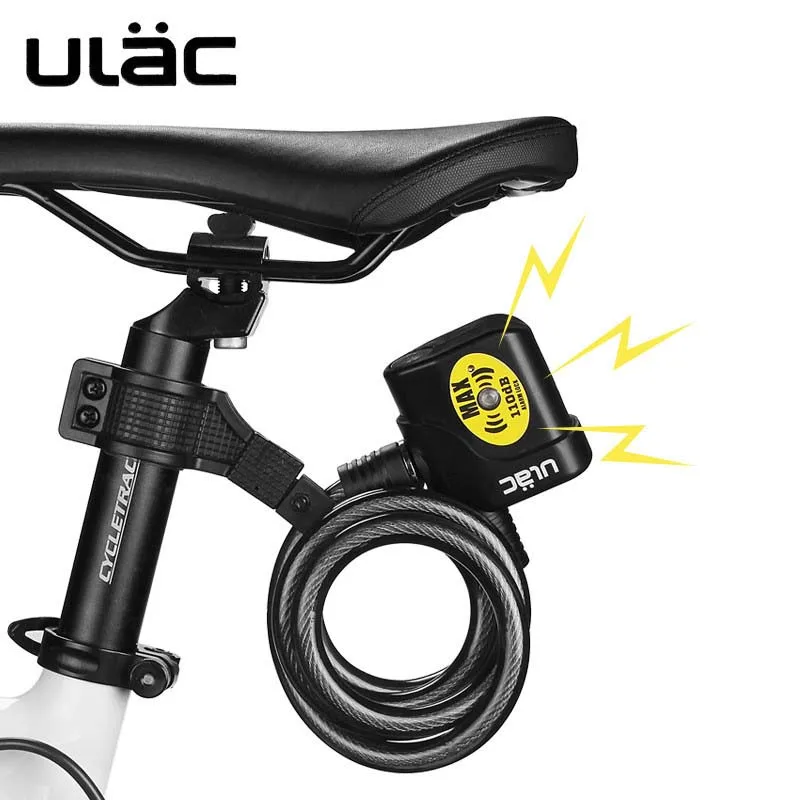 Uillac Anti-Theft Bicycle Lock, 1200mm * 12mm, E-Bike Alarm Cable, MTB Racing, Fixed Gear, High Quality, 110dB