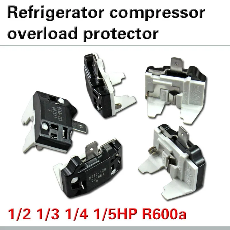 2Pcs Refrigerator Thermal Overload Protector 1/2HP 375W Freezer Compressor Part