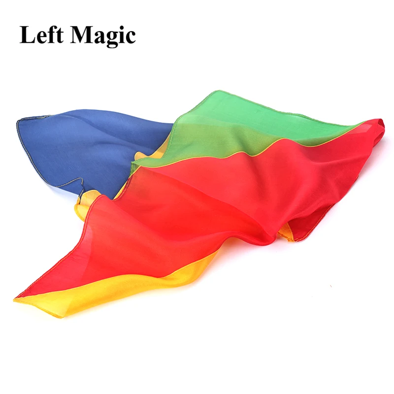 Four-Color Rainbow Stripes Scarf  Magic Tricks 45X45cm / 90X90mm Silk Cane Magic Stage Magic Tricks Fun Accessories Illusions