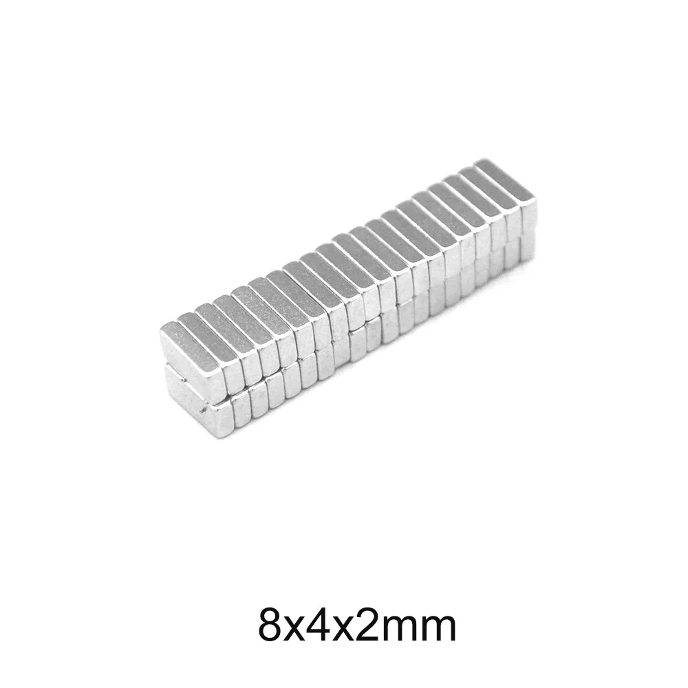 20~500PCS 8X4X2 mm Square Search Magnet 8mm X 4mm Permanent Neodymium Magnet Strong 8x4x2mm Small Block Strong Magnet 8*4*2 mm