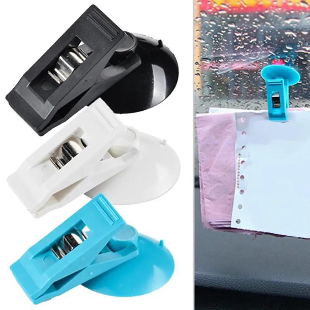 

2Pcs Car Windshield Clips Parking Card Stamp Paper Ticket Holder Organizer Clip with Suction Sucker