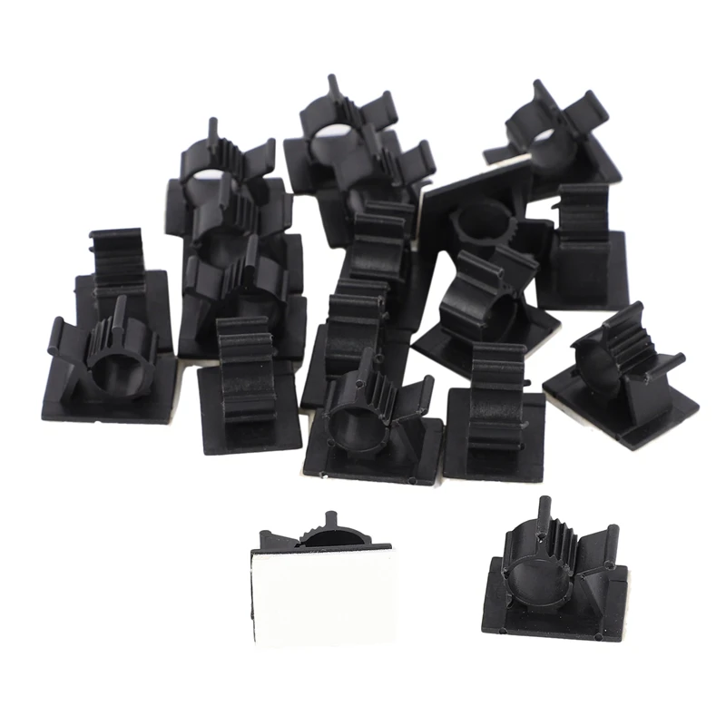 20Pcs Zwart Verstelbare Plastic Kabel Klemmen Zelfklevende Auto Kabel Clips Draad Organisator