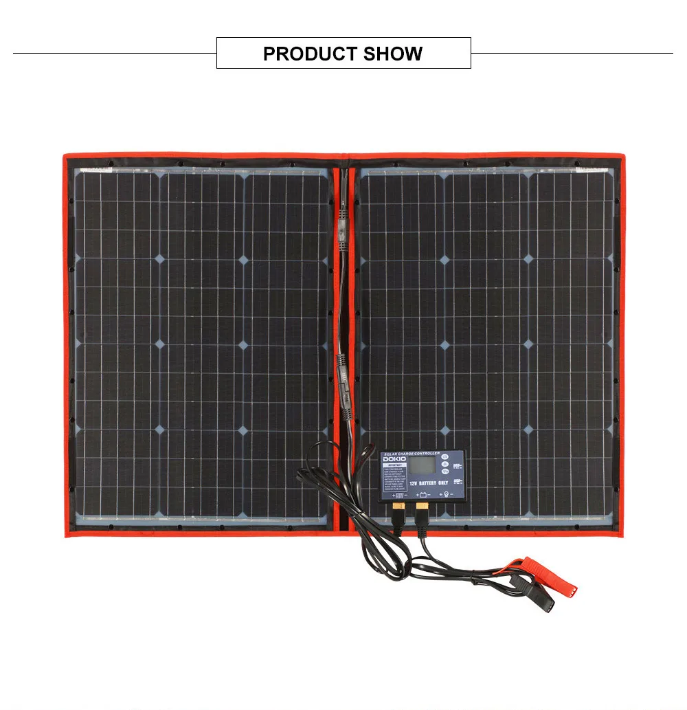 Dokio 100W (50Wx2Stk) Flexibles Faltbares Mono-Solarpanel für Reisen & Boot & Wohnmobil Hochwertiges Tragbares Solarpanel China – Detail 14