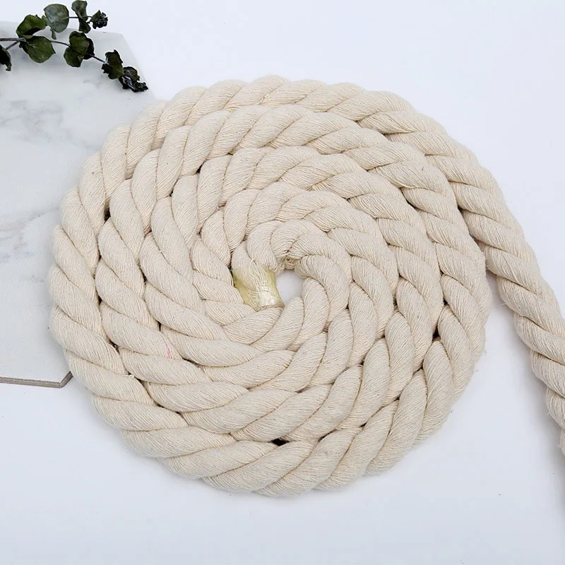 100% Cotton Rope Beige Cotton Macrame Twisted-Cord 3 Strand 5mm 6mm Hand-woven Pendant Macrame Rope DIY Florists Craft Cords