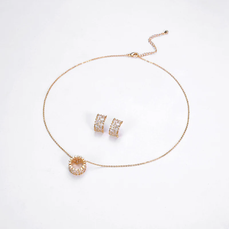 Jewelry Sets HADIYANA Necklace Earring Set For Women Simple Elegant Party Gift Zircon Novel Design CN1013 Haar Sieraden Bruiloft