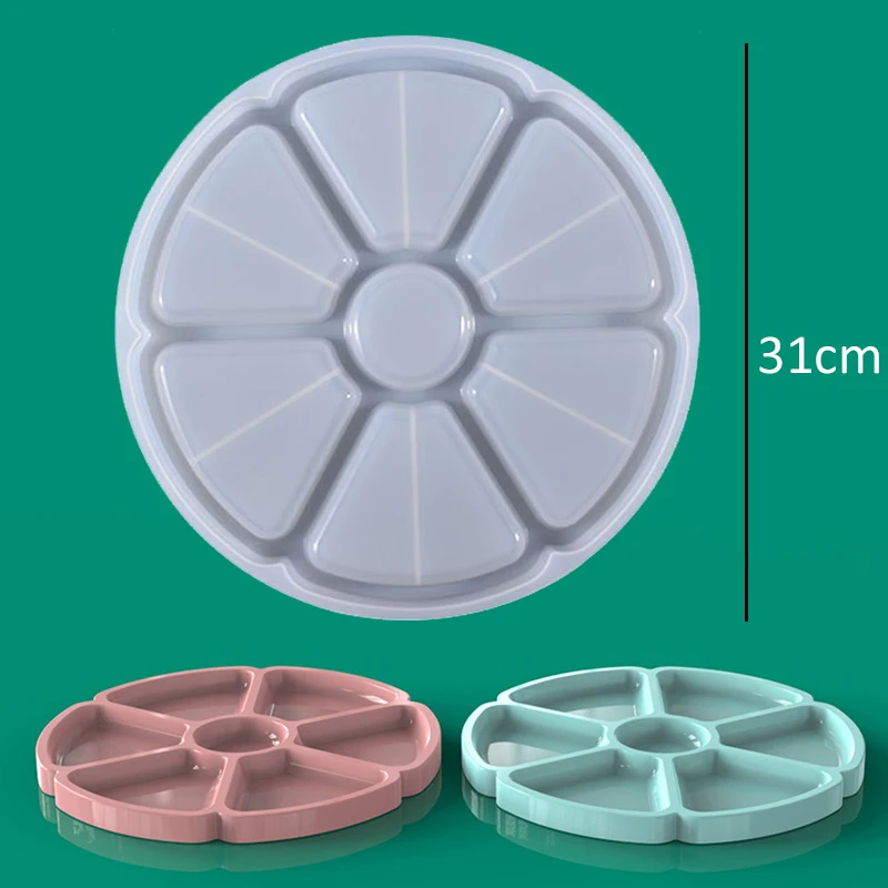 7 Holes Flower Shaped Fruit Storage Tray Silicone Molds for Diy Handmade Plaster Nut Plate Resin Mould Home Decoration