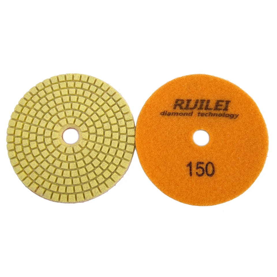 Imagem -03 - Rijilei Pcs Wet Dry Diamante Almofada de Lustro Flexível Discos de Moagem para Granito e Mármore Pedra Piso de Concreto Polonês Zj10