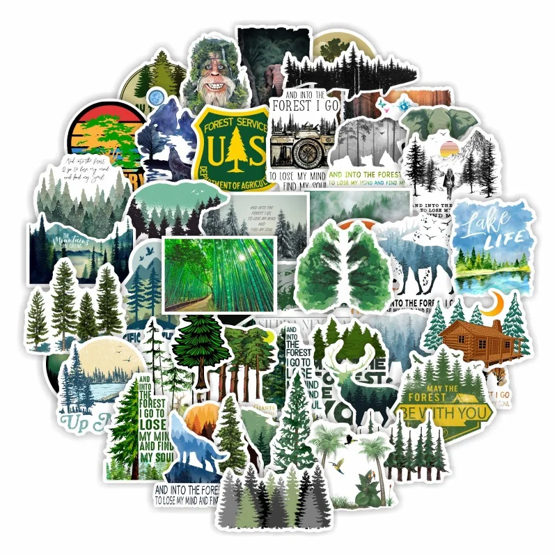 10/30/50PCS Forest Stickers For Waterproof Decal Laptop Motorcycle Luggage Snowboard Fridge Phone Car Sticker