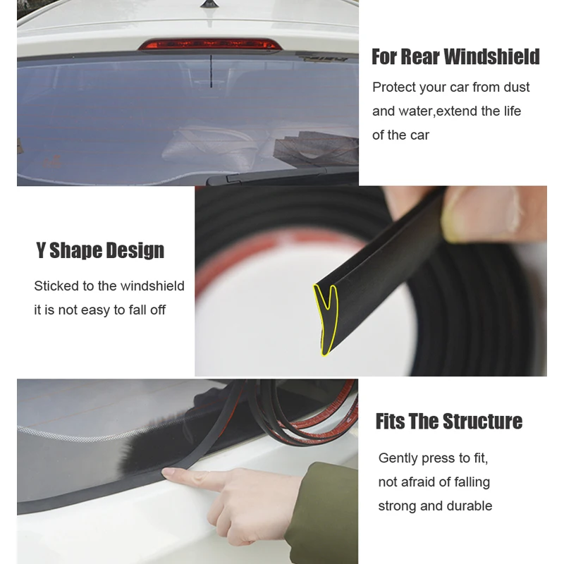 Car Y Shape Rubber Seal Weather Strip Hollow Glass Window Edge Moulding Trim Decorate Weatherstrip For Rear Windshield 2 3 Meter