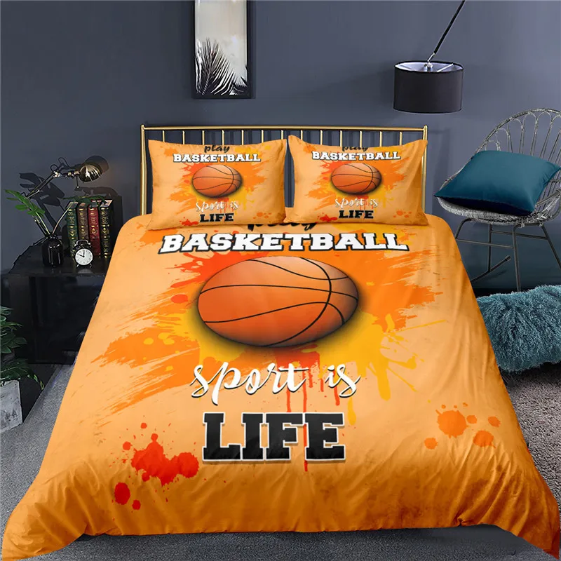 Duvet Cover Set Football Basketball Print Quilt Cover 140x200 Children Bedroom Home Textile Sports Decoration Bedding Set