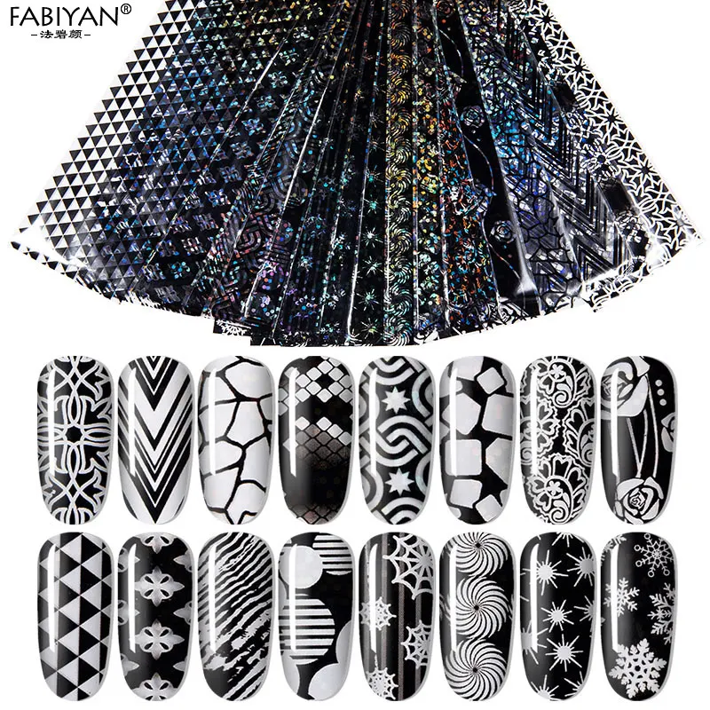 Holographic Shinning Nail Foil Nail Art Transfer Sticker 16Pcs/Pack Scale Leopard Pattern Tips Design Manicure Decoration 4*20cm