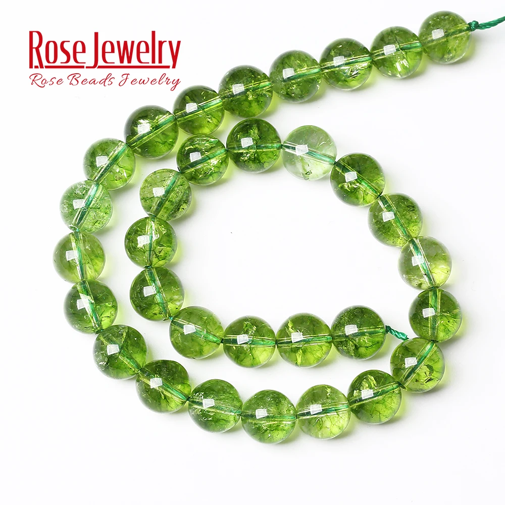 Natural Green Peridot Crystal Quartz Beads Round Loose Beads 4 6 8 10 12 MM Pick Size for Jewelry Making DIY Bracelet 15\