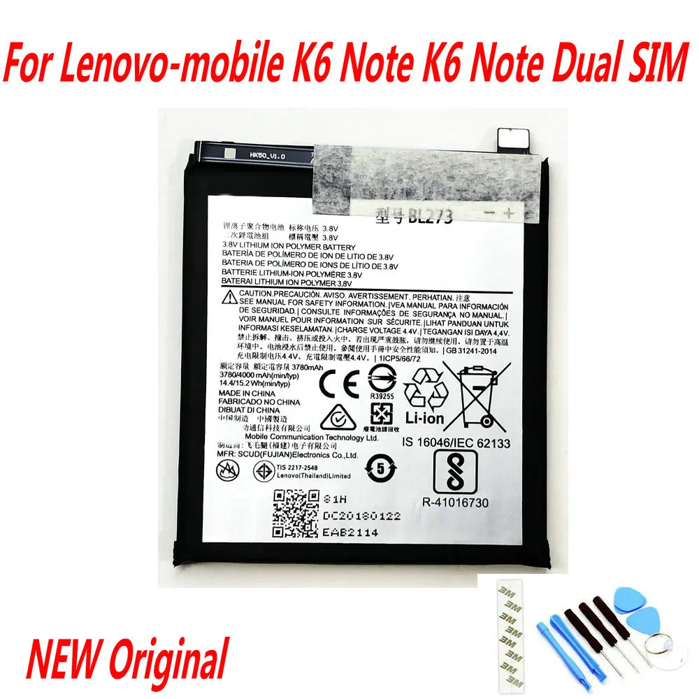 

NEW Original 3780mAh BL273 Battery For Lenovo-mobile K6Note K6 Note Dual SIM Mobile phone