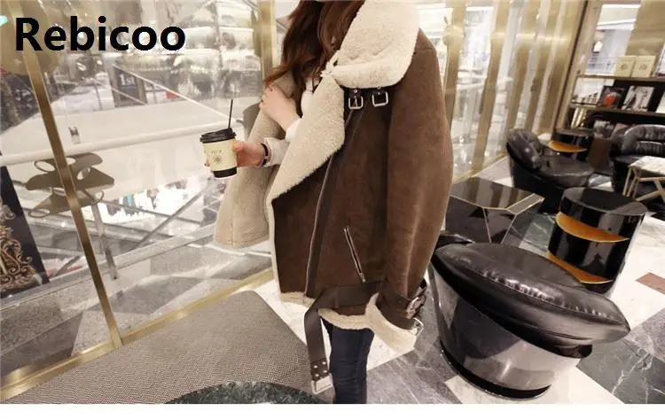 

Women Winter Wool Coat Fur Collar Suede Jacket Women Windbreaker Outwear Motorcycle Jacket Femme Hiver Manteau Invierno Abrigos