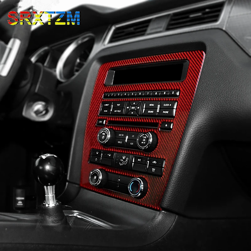 

Наклейки на рамку автомобильной консоли из углеродного волокна для Ford Mustang 2009-2013, центральная панель управления автомобиля, чехлы для компакт-дисков переменного тока, Стайлинг автомобиля