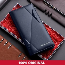 WILLIAMPOLO Wallet For Men Leather Luxury Brand Men Wallets Long Zipper Clutch Business Designer Card Holder Wallet PL191482