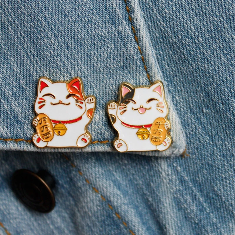 Funny Cute Cats Enamel Pins Fashion Creative Lucky Cat Badge Cute Japanese Lucky Cat Badge Brooch Gifts For Kids Friends