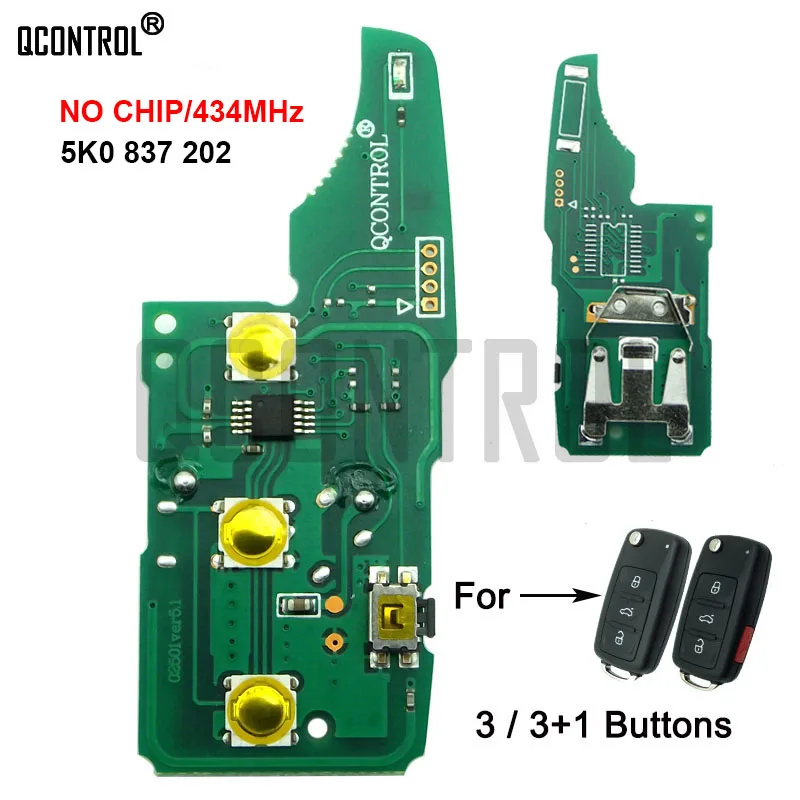 QCONTROL kluczyk samochodowy z pilotem płytka dla FOX CrossFox SpaceFox G3 / GOL G6 / Voyage G6 dla VW/VolksWagen 2014 - 2017