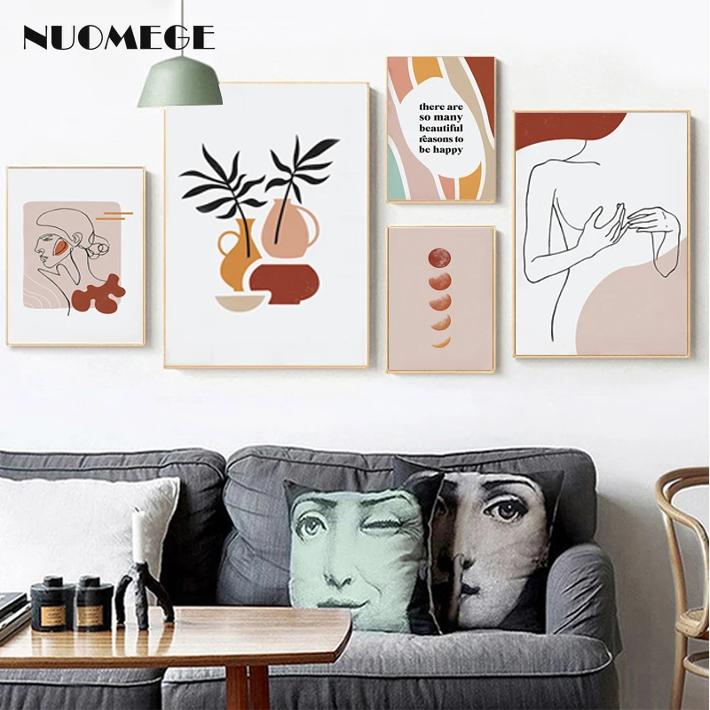 Nordic Line Abstract Woman Canvas Painting  Girl Wall Art Paintings on The Wall Picture for Living Room for Bedroom Home Decor