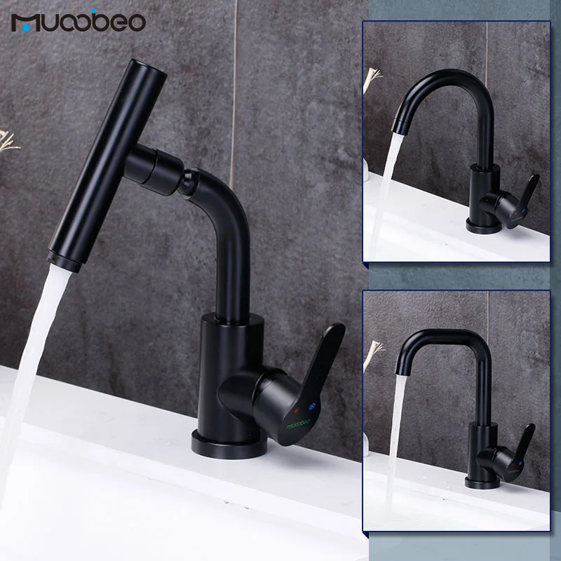 

New Black Hot And Cold Basin Faucet Single Level Bathroom Water Tap Deck Mounted Stainless Steel Mixer Tap