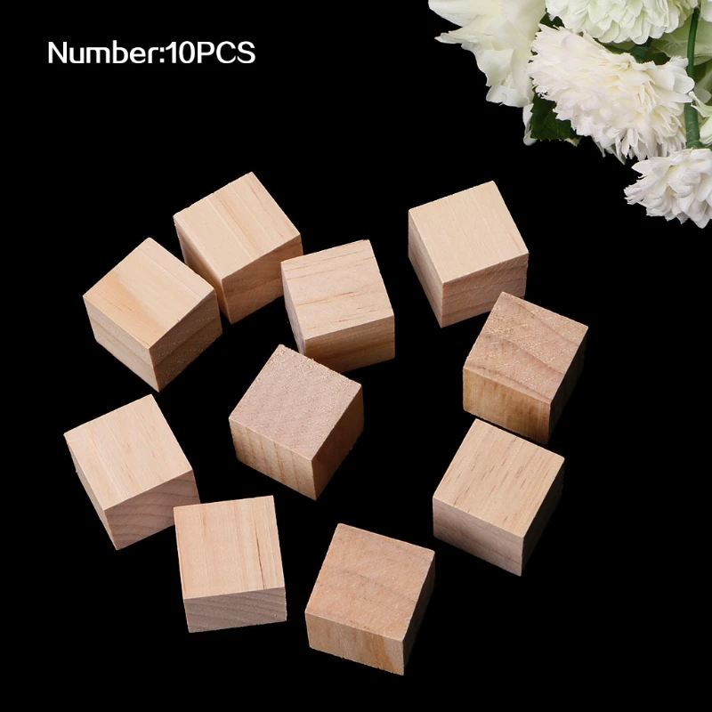 10/20/25mm Wooden Square Blocks Mini Cubes Embellishment for Woodwork Craft DIY