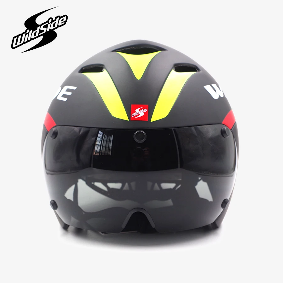 Triathlon aero bicycle helmet tri road bike timetrial Race tt cycling helmet with lens goggles visor Accessossories