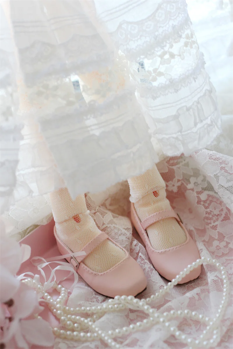 BJD SD 1/3, 1/4, 1/6 Doll Shoes for Girls Small leather shoes with square toe wood grain soles BJD Doll accessories