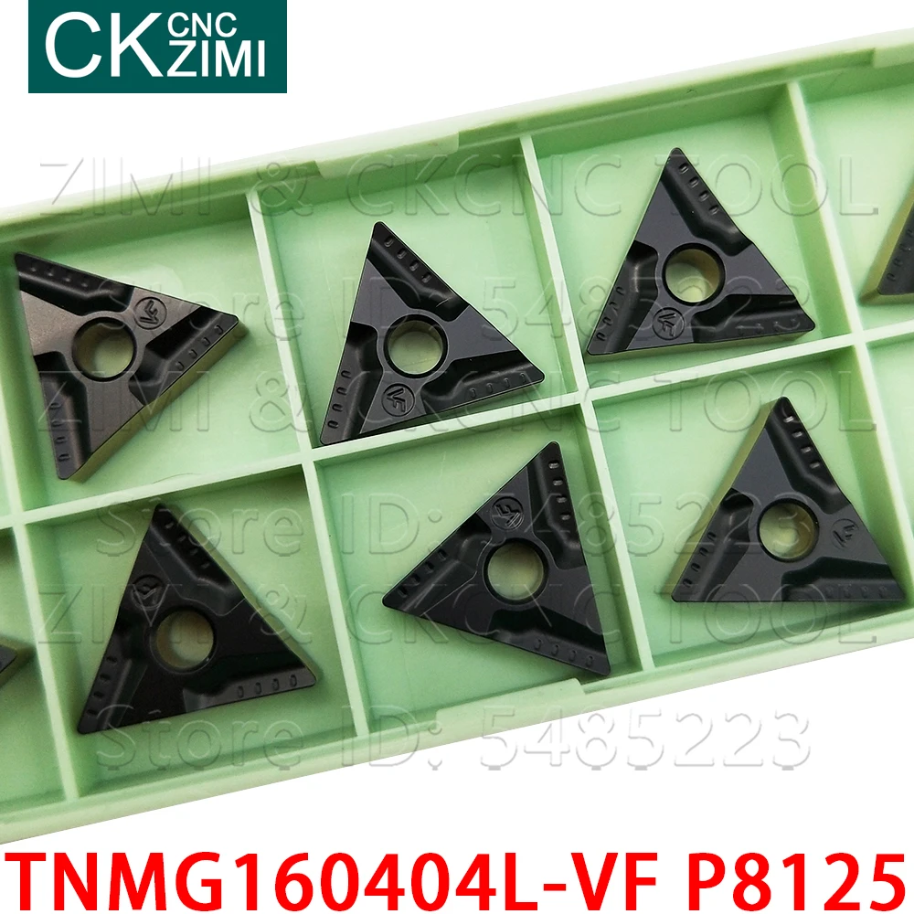 10PCS TNMG160404L-VF P8125 Carbide Inserts slotted boring blade outer circle inner hole CNC wood turning Inserts TNMG for steel