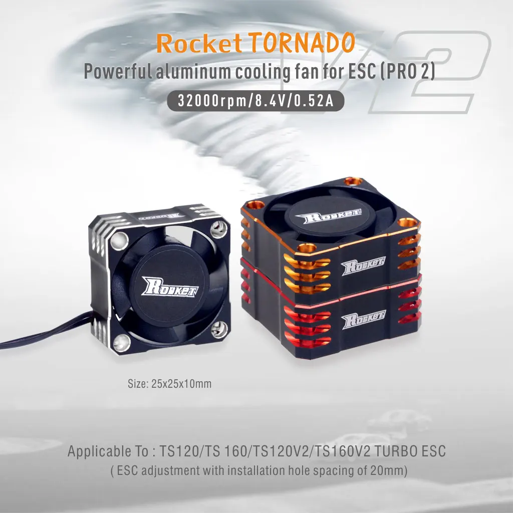 SURPASSHOBBY Rocket-RC-Lüfter 25 mm 30 mm 35 mm 40 mm 50 mm Wärmeableitung für RC ESC 1/10 1/8 1/5 1/12 RC Car Bürstenloser Motor – Detail 2