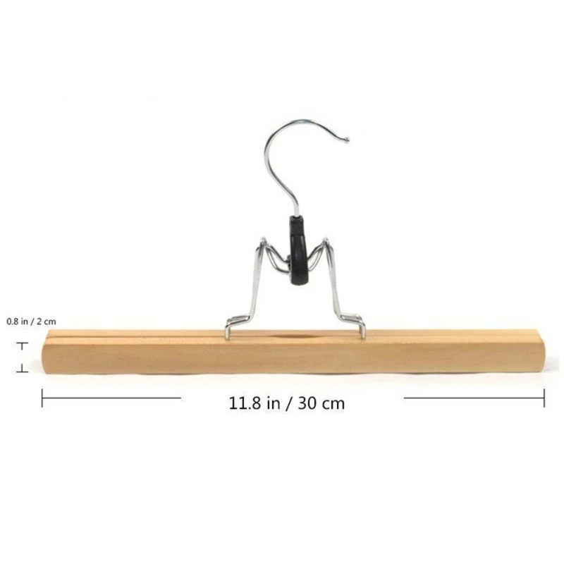 Natural Solid Wood Pants Hanger Non-slip No Trace Hanger Pants Hangers Skirt Hangers Clips Slack Hanger