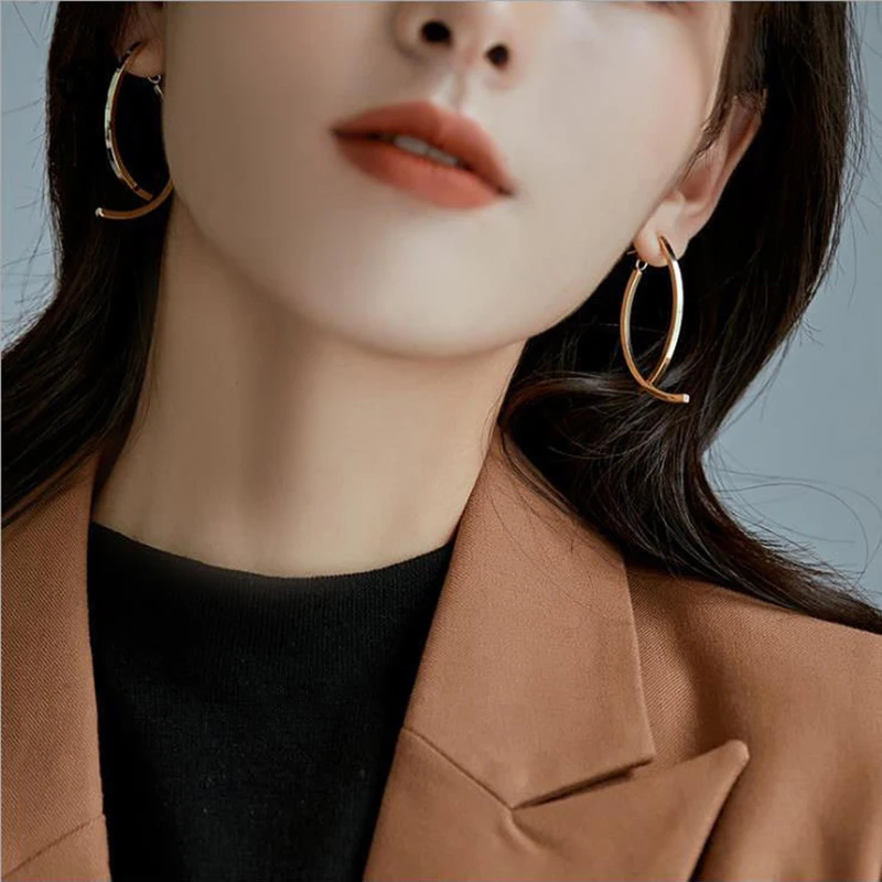 Korean Stylish Stainless Steel Long Drop Earrings For Women Fashion Simple Hanging Dangle Earrings Jewelry Girls Christmas Gift