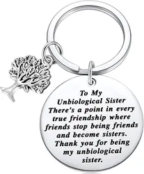 My Unbiological Sister Friendship Gift Sister Thank You Key Chains with Tree of Life Charm for Soul Sister Special Friend Sister