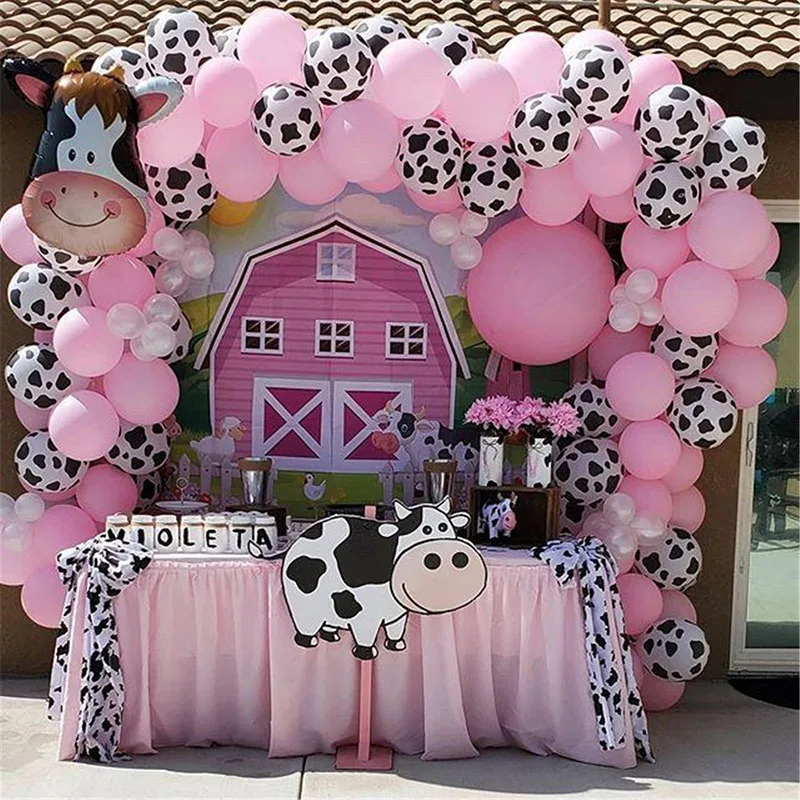 74pcs Cow Party Balloons Farm Party Balloons Set Cow Party Decoration Balloon Arch for 1st 2nd 3rd Birthday Baby Shower Supplies