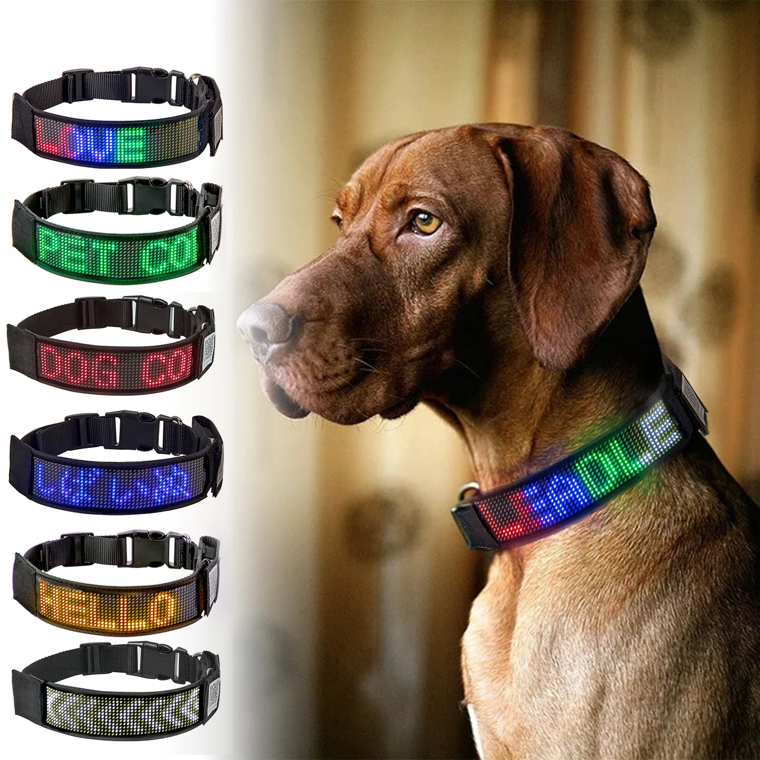 Led Dog Harness Programmable Bluetooth Scrolling Light  Lluminated Multi-Colored Personalized Text Graphics for Pet Decoration