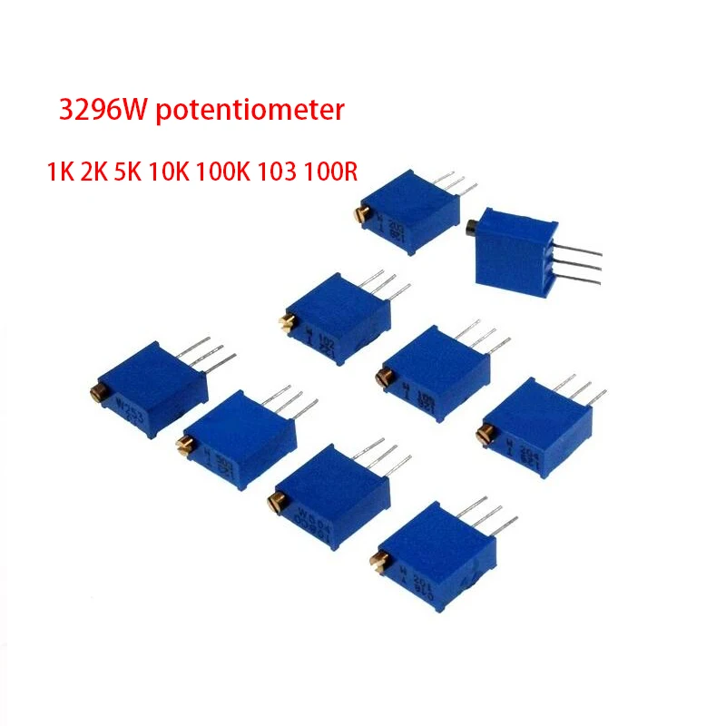 10PCS 3296W potentiometer precision adjustable resistance multi-turn trimming 1K 2K 5K 10K 100K 103 100R Trimmer Potentiometer
