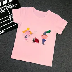 Kids Girl Baby Tshirt Casual T-shirt Children Cartoon Ben And Holly Kingdom T Shirt Boy And Girls Cartoon Short Sleeve Pink Tops