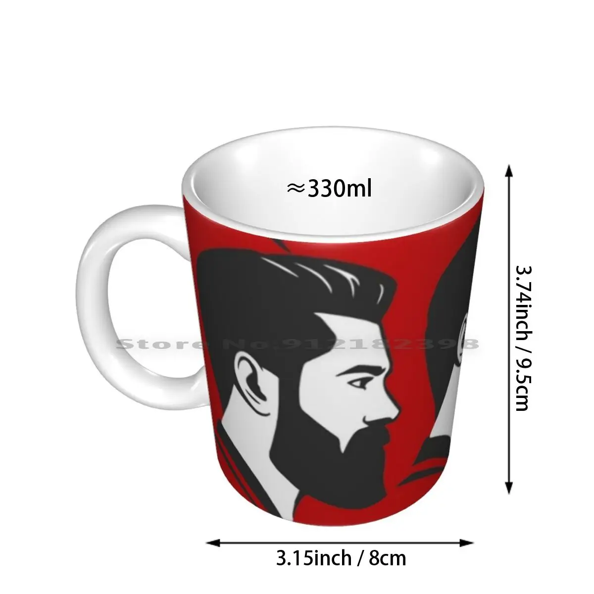 Beard-Side View Ceramic Mugs Coffee Cups Milk Tea Mug Beard Man Moustache Barber Beards Manly Shaving Beard Lovers Black Bad