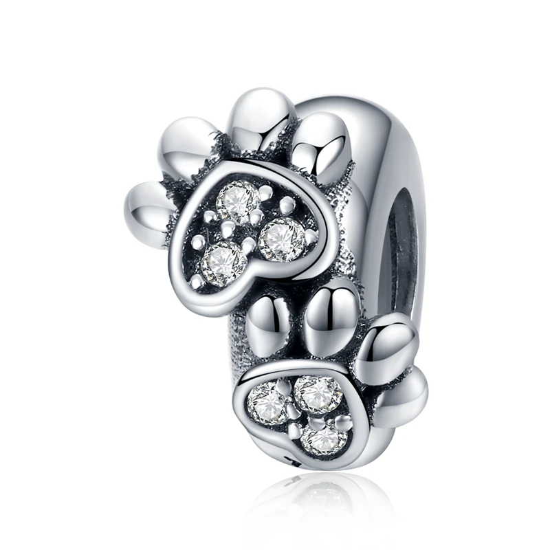 WOSTU 925 Sterling Silber Stopper Spacer Perlen Katze Feder Runde Charm Fit Original Armband Armreif DIY Schmuck Zubehör