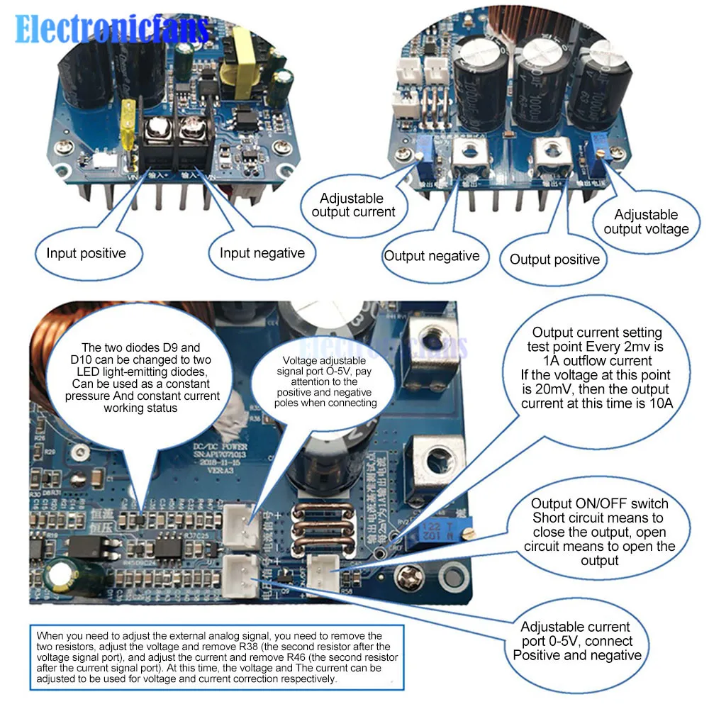 DC20V-70V 30A 800W wysokiej mocy przetwornica dc-dc regulowane obniżanie mocy zasilanie stałe napięcie stały Regulator prądu