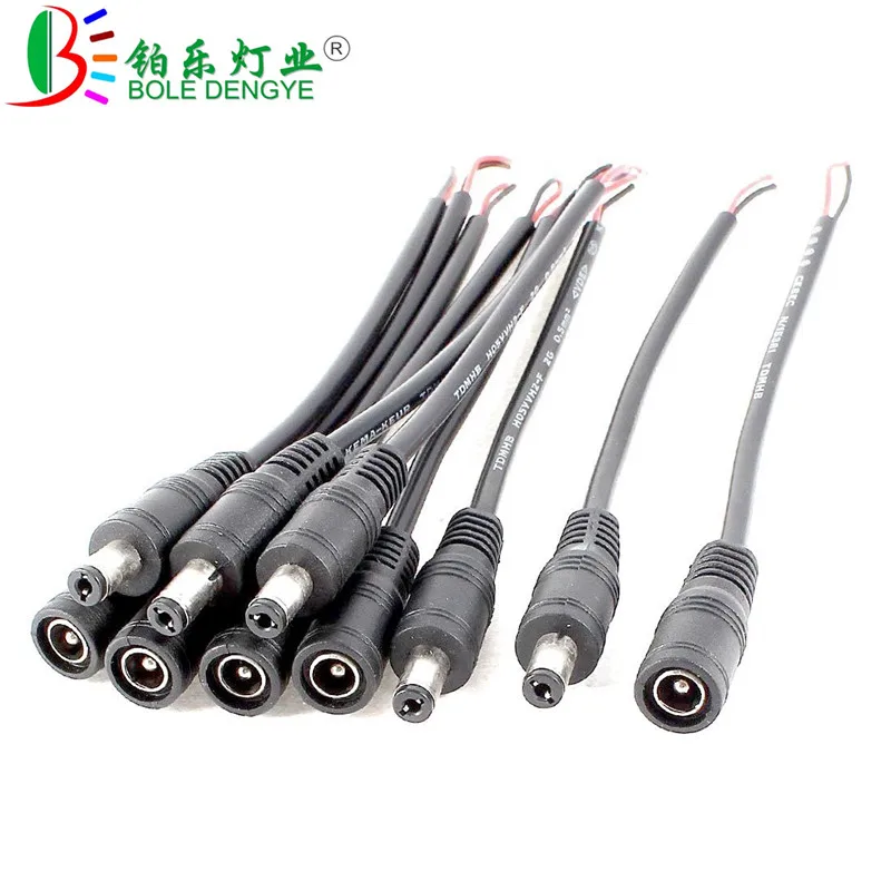 5pc 10pcs 100pcs DC Female Male Jack Connect Cable 5.5mm 2.1mm Power Cord Wire For CCTV Camera DVR Car Rearview Moniter LED Tape