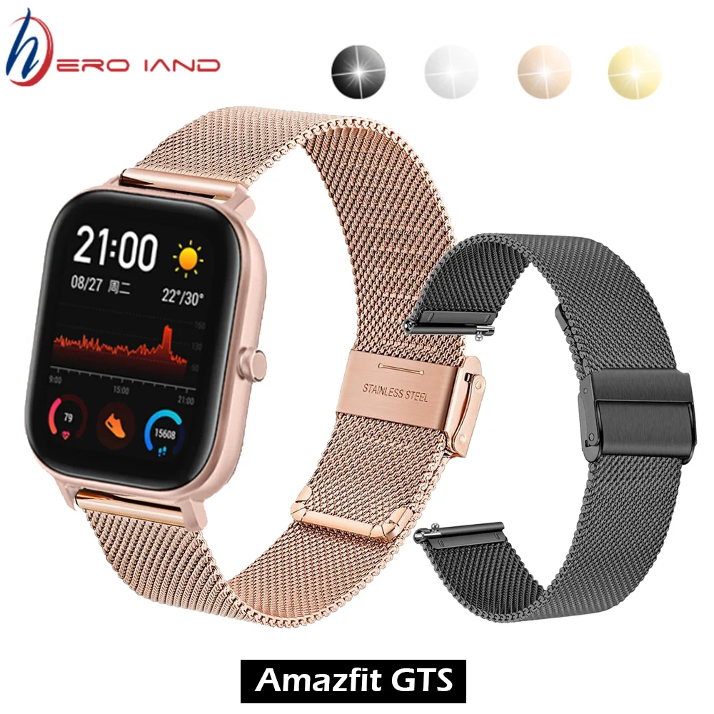 Metal Milanese Band for Xiaomi Huami AMAZFIT GTS Bip S strap 20MM 22MM wrist band for Amazfit GTR 42 47MM Stratos 3 2 2s Pace