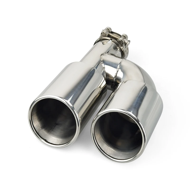 Genuine SUMSOO Car Accessories Stainless Steel H-Type Double Outlet Crimping Edge Exhaust Pipe Tailpipe