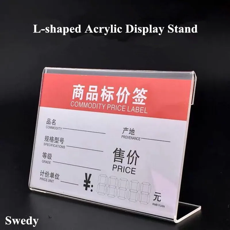 10 Pieces L Shape Mini Acrylic Sign Holder Display Stand Price Name Label Card Tag Holder Case