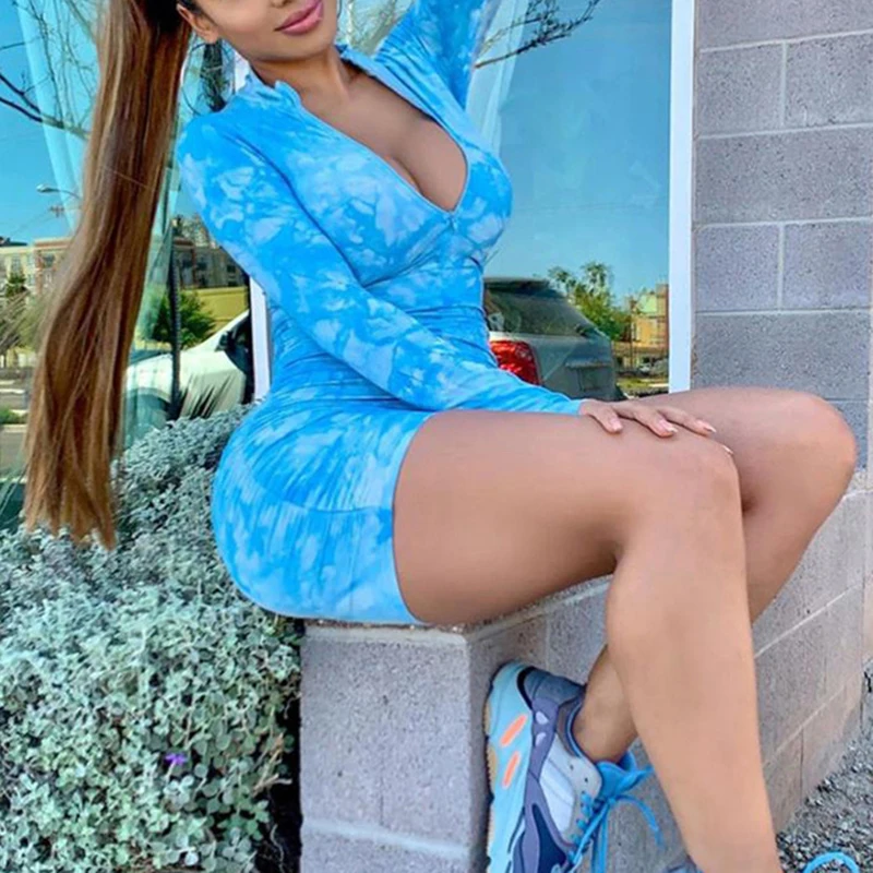 جديد التعادل صبغ طباعة طويلة الأكمام بذلة المرأة أناقة مشرق الوردي نحيل Ruched Playsuit تجريب ملابس نشطة السائق السراويل رومبير