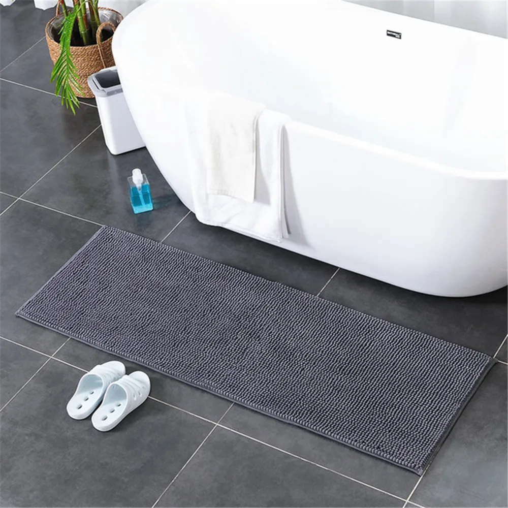 50*120cm/140cm Chenille Bathroom Mat Bathtub Floor Mat Chenille Short Hair Absorbent Non-Slip Mat For Bedroom Bedside Carpet