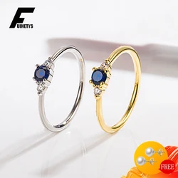 925 Silver Jewelry Ring for Women Sapphire Zircon Gemstone Gold Color Finger Rings Wedding Engagement Party Accessory Wholesale