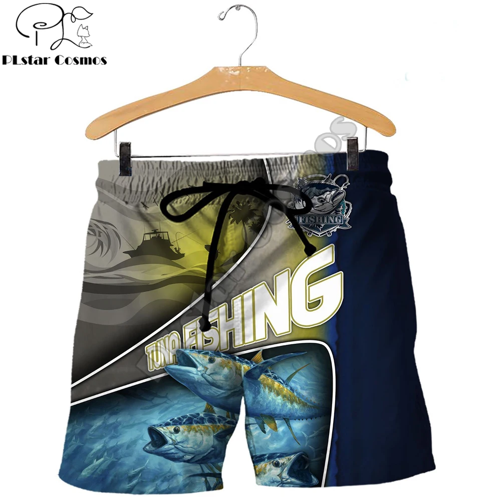 Sailfish e tonno pesca pantaloncini da uomo stampati in 3D Unisex Streetwear Summer Beach pantaloncini larghi pantaloni Casual poliestere SDM12