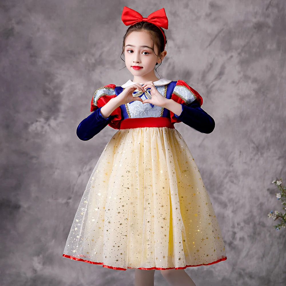 

Ruifglab Princes snow white dress New year Halloween Party Dress Children's Winter Spring Velvet costume